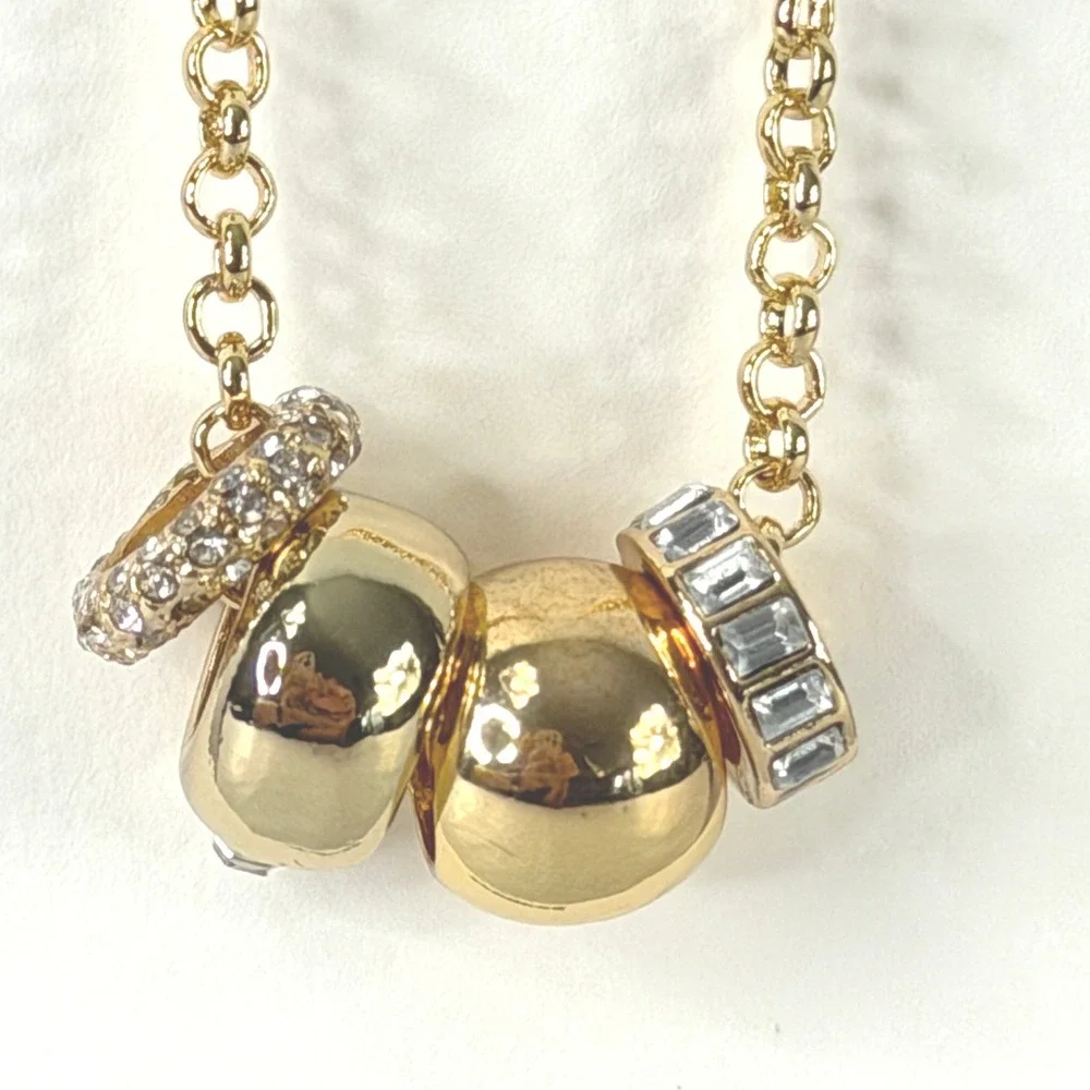 Express Bead‎ Pendant Necklace Womens OS Gold Crystal Mixed Charm Dainty